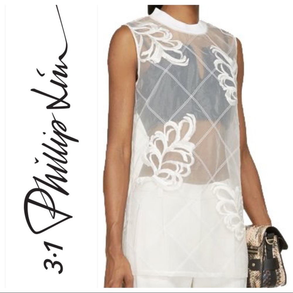 3•1 Phillip Lim Organza Embroidered Top #2Y